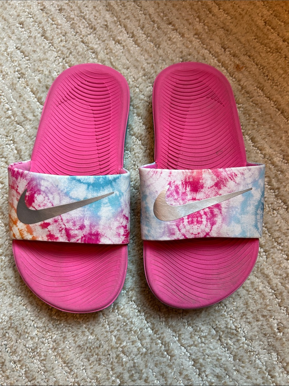 Nike Pink Tie-Dye Strap Slide Sandals
